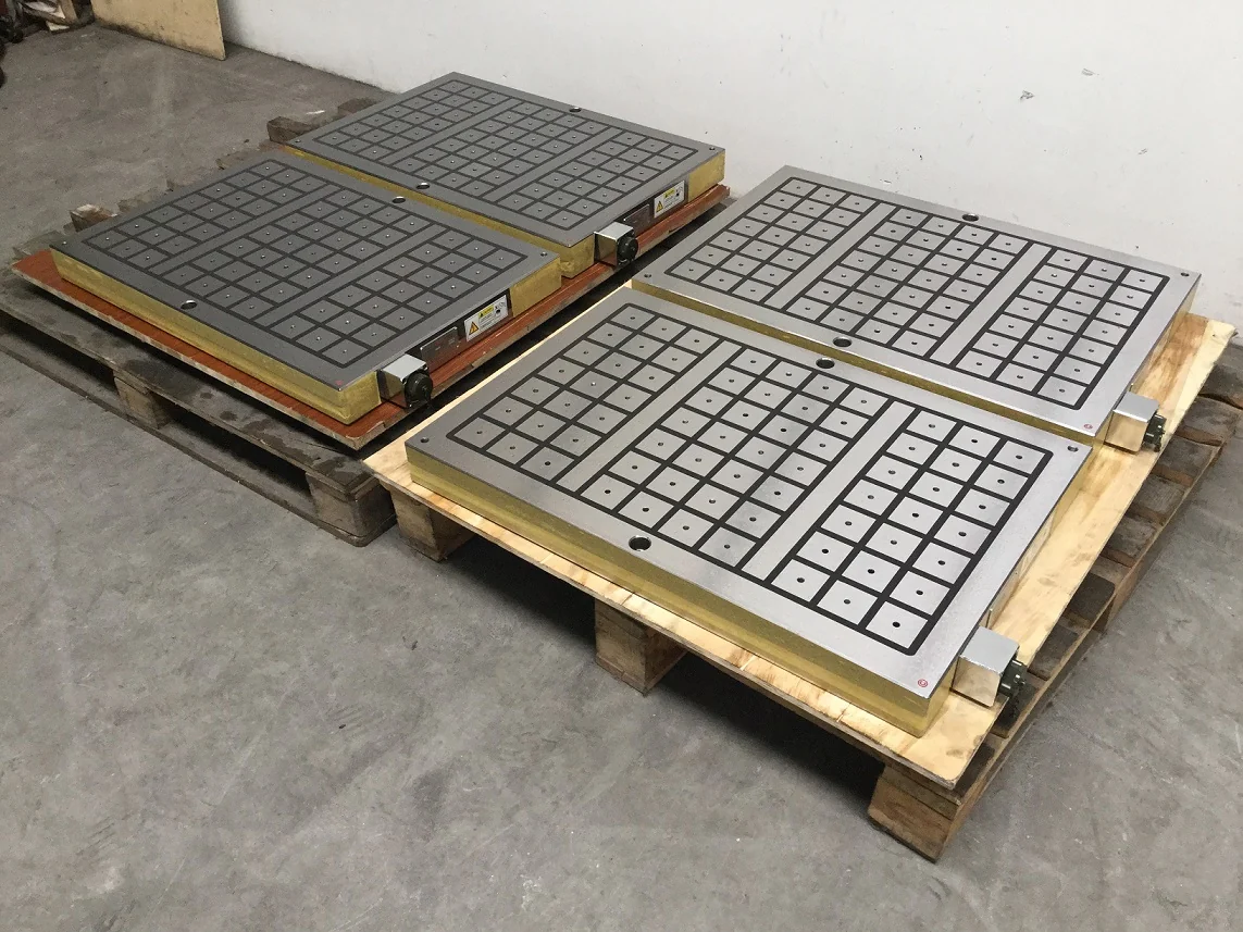 Magnetic chuck plates with different square pole configurations