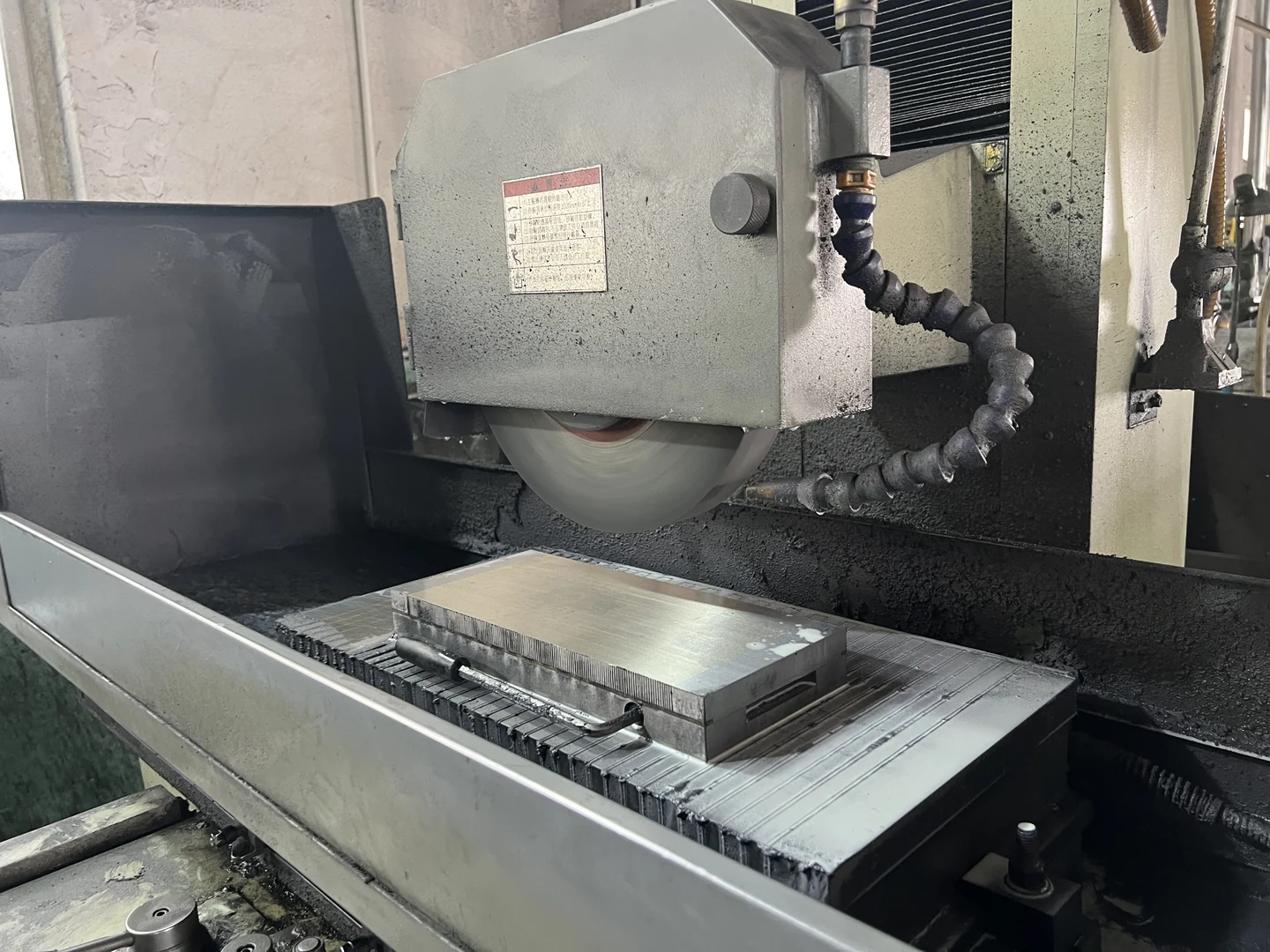 Grinding a magnetic chuck component in the workshop