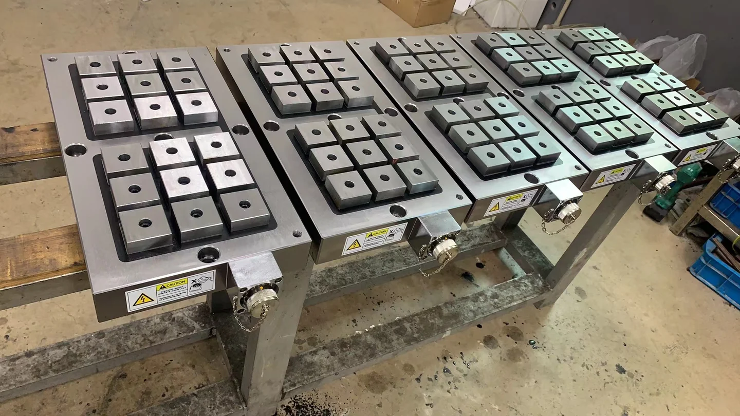Modular electro permanent magnetic chuck plates with configurable pole extensions